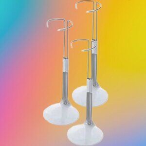3 PCS White Metal Adjustable Doll Stand Fits 12-18 Inch Dolls or Action Figures